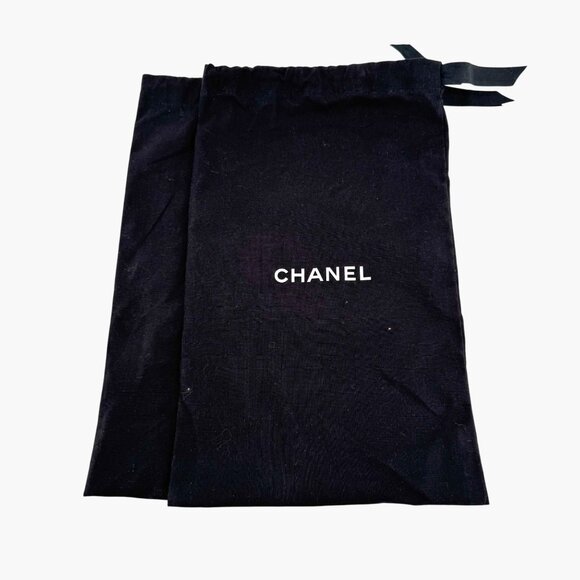 Chanel CC Cap Toe Ballet Flats Black Silver Leather Size 37.5 US 6.5–7 Women - Picture 2 of 15